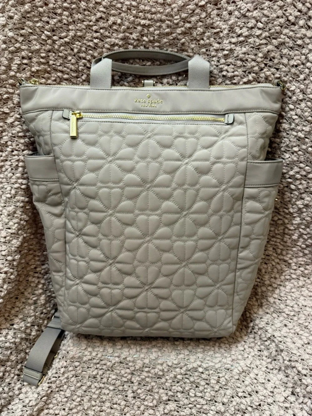 Kate Spade Greige Quilted Backpack - Picture 1 of 15